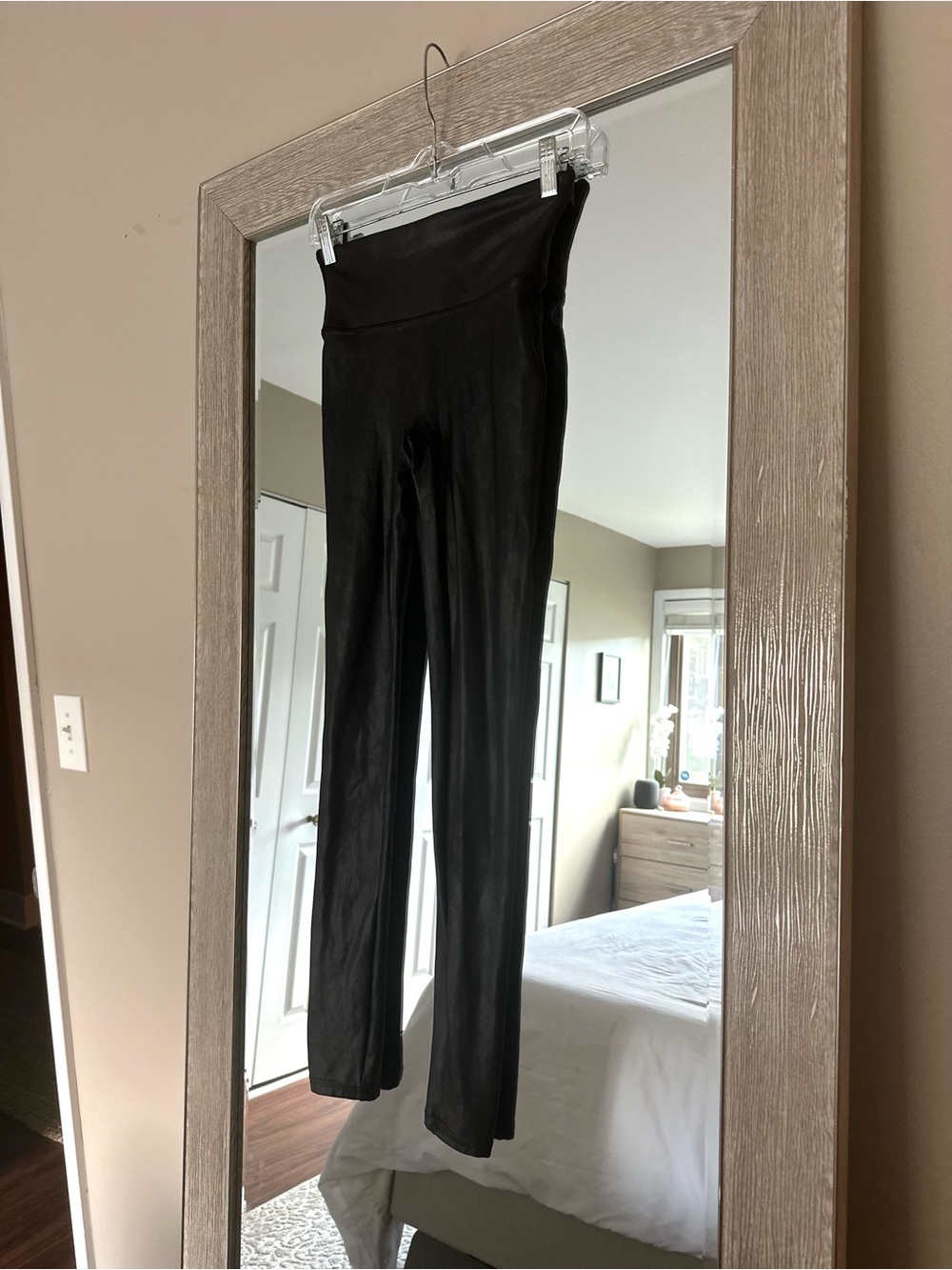 Spanx Black Faux Leather High-Waist Leggings Size Small